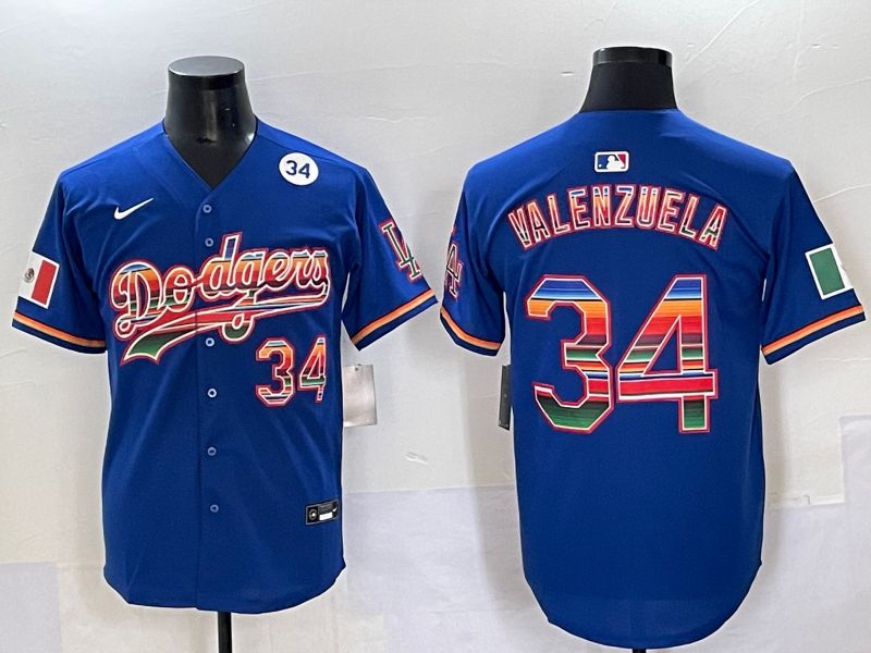Men 2025 Los Angeles Dodgers #34 Valenzuela Blue Nike MLB Jersey style 6278